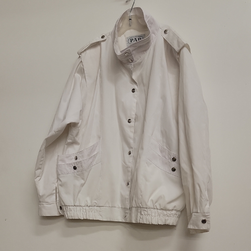 Vintage 80s Bomber White Snap Jacket Double Pockets 18-20 Unisex